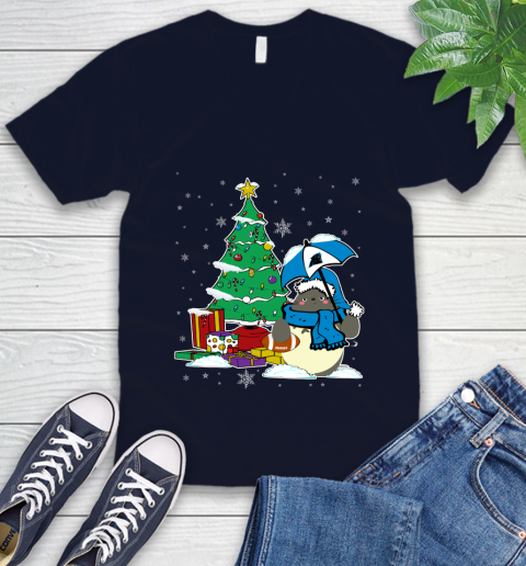 Carolina Panthers NFL Football Cute Tonari No Totoro Christmas Sports V-Neck T-Shirt 2