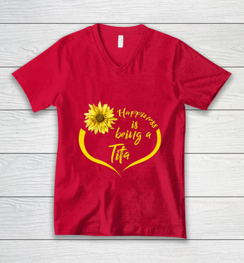 Womens Tita Gift Happiness Is Being A Tita V-Neck T-Shirt 6