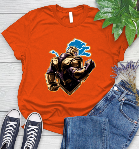 NFL Thanos Avengers Endgame Football Sports Detroit Lions Women's T-Shirt 4