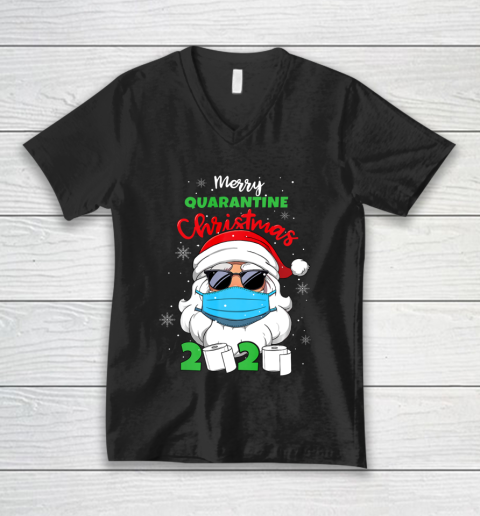 Merry Quarantine Christmas 2020 Funny Xmas Pajamas Family V-Neck T-Shirt
