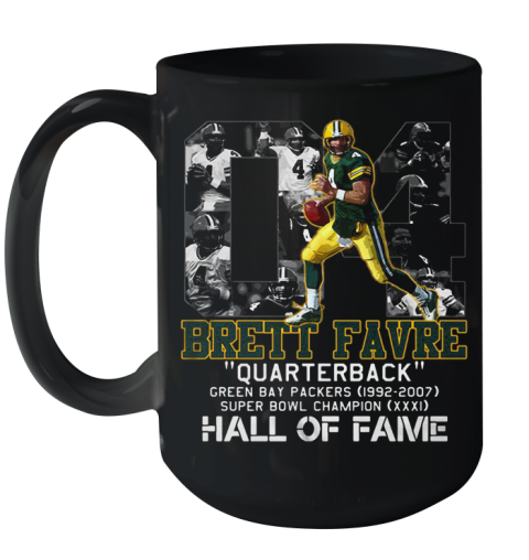 04 Brett Favre Quarterback Green Bay Packers 1992 2007 Super Bowl Champion Hall Of Fame Ceramic Mug 15oz