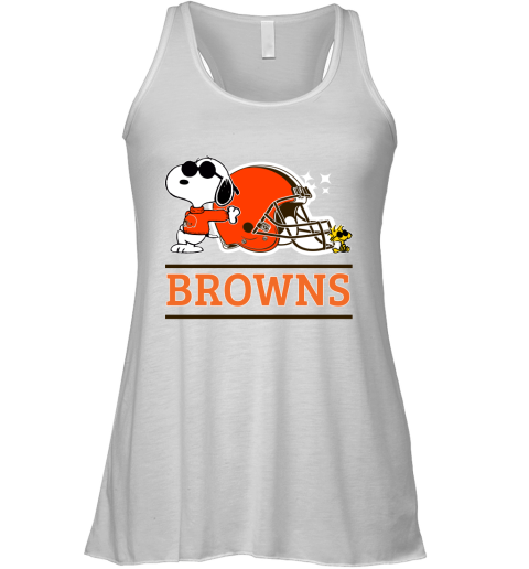 The Ceveland Browns Joe Cool And Woodstock Snoopy Mashup Racerback Tank
