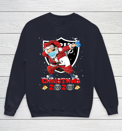 Oakland Raiders Funny Santa Claus Dabbing Christmas 2020 NFL Youth Sweatshirt 2