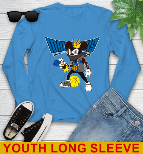Dallas Mavericks NBA Basketball Mickey Peace Sign Sports Youth Long Sleeve 8