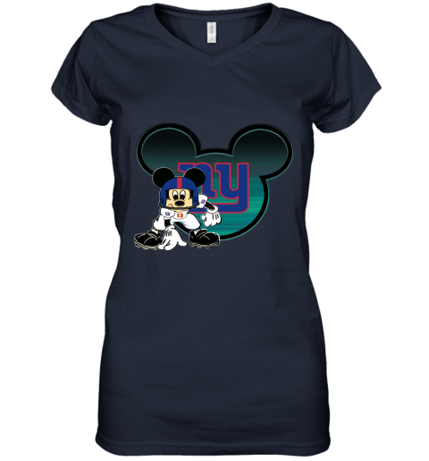 NFL New York Giants Mickey Mouse Disney Football T Shirt rrY8GZoJq7Q women v neck t shirt 39 95 151514 front navy