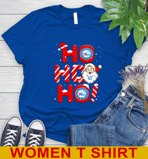 Philadelphia 76ers NBA Basketball Ho Ho Ho Santa Claus Merry Christmas Shirt Women's T-Shirt 10