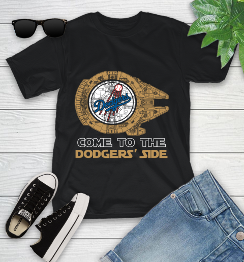 MLB Come To The Los Angeles Dodgers Side Star Wars Baseball Sports Youth T-Shirt