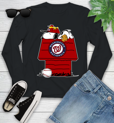 MLB Washington Nationals Snoopy Woodstock The Peanuts Movie Baseball T Shirt_000 Youth Long Sleeve 2