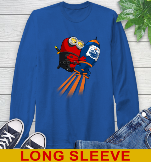 NHL Hockey Edmonton Oilers Deadpool Minion Marvel Shirt Long Sleeve T-Shirt 11