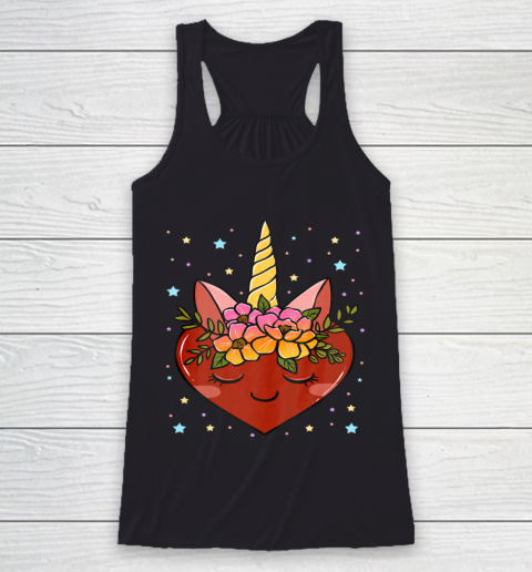 Valentine s Day Gifts for Her Funny Floral Unicorn Heart Racerback Tank