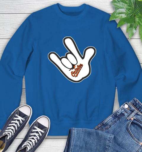 Baltimore Orioles MLB Baseball Mickey Rock Hand Disney Sweatshirt 8