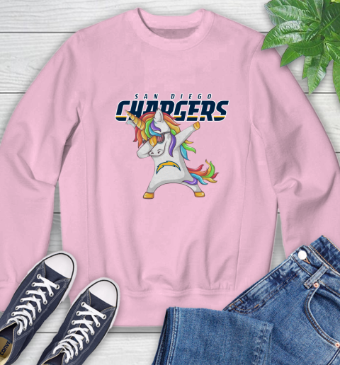 Los Angeles Chargers NFL Football Funny Unicorn Dabbing Sports Sweatshirt 9