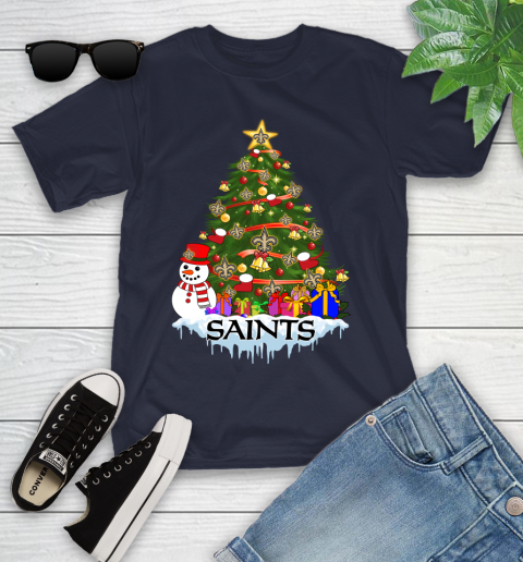 New Orleans Saints Merry Christmas NFL Football Sports Youth T-Shirt 3