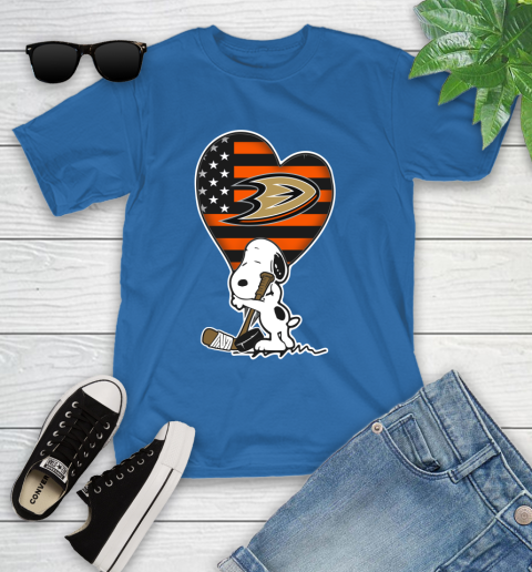 Anaheim Ducks NHL Hockey The Peanuts Movie Adorable Snoopy Youth T-Shirt 9