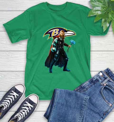 NFL Thor Avengers Endgame Football Baltimore Ravens T-Shirt 7