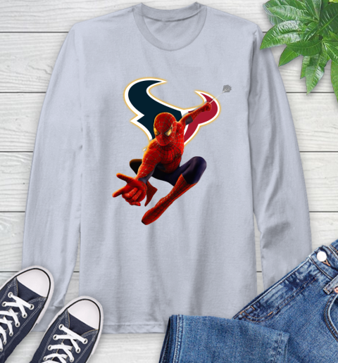 NFL Spider Man Avengers Endgame Football Houston Texans Long Sleeve T-Shirt 6