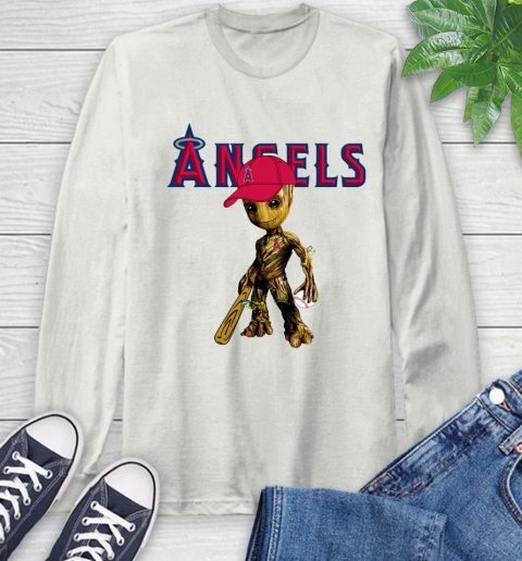 MLB Los Angeles Angels Groot Guardians Of The Galaxy Baseball Long Sleeve T-Shirt 12