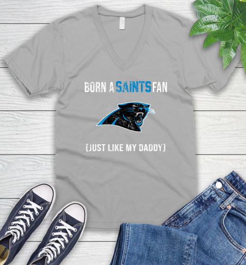 NFL Carolina Panthers Football Loyal Fan Just Like My Daddy Shirt V-Neck T-Shirt 3