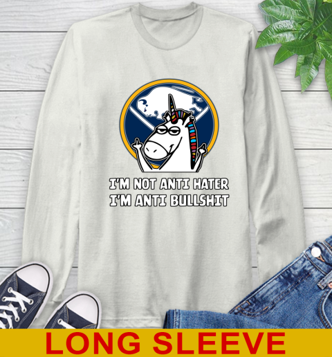 Buffalo Sabres NHL Hockey Unicorn I'm Not Anti Hater I'm Anti Bullshit Long Sleeve T-Shirt - Image 13