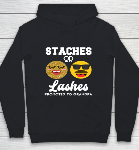 Promoted to Grandpa Lashes or Staches Gender Reveal Party Youth Hoodie