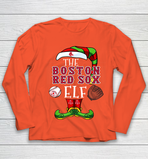Boston Red Sox Christmas ELF Funny MLB Youth Long Sleeve 3