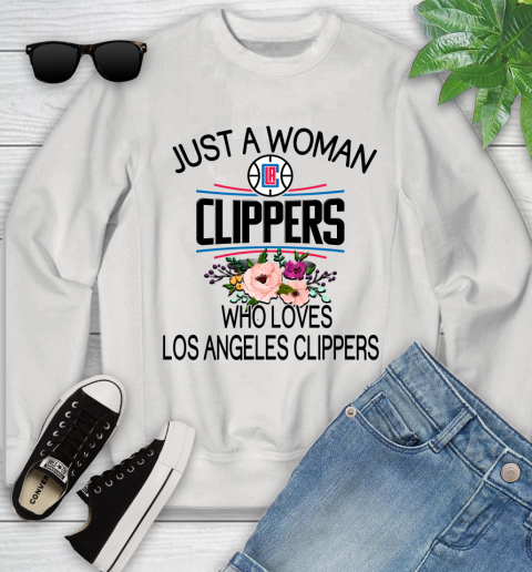 NBA Just A Woman Who Loves Los Angeles Clippers Basketball Sports Youth Sweatshirt