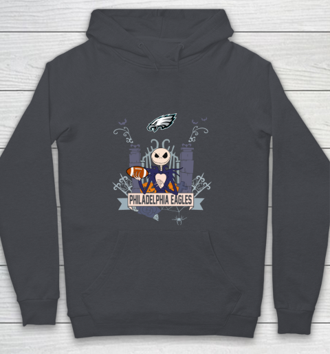NFL Philadelphia Eagles Football Jack Skellington Halloween Youth Hoodie 5