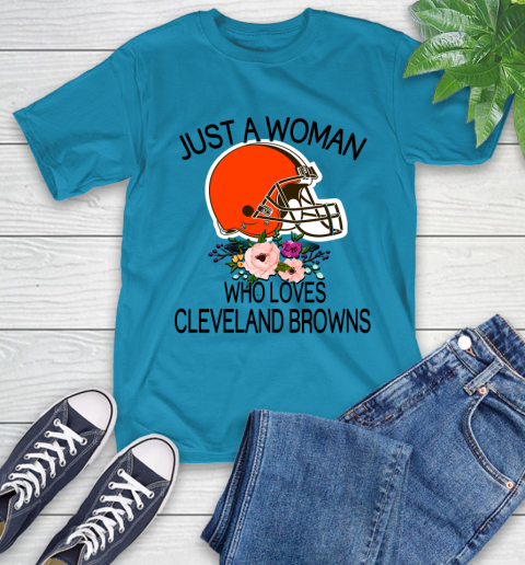 NFL Just A Woman Who Loves Cleveland Browns Football Sports T-Shirt 7