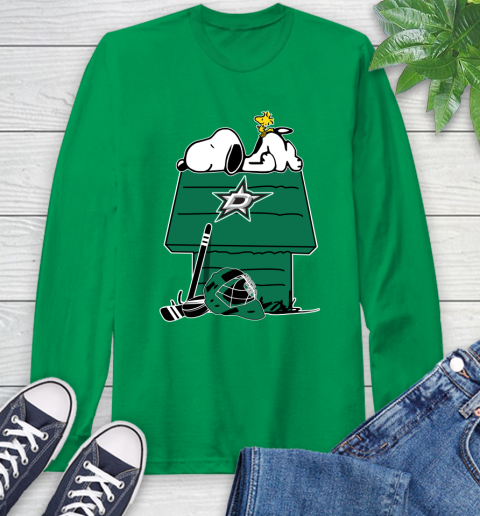 Dallas Stars NHL Hockey Snoopy Woodstock The Peanuts Movie Long Sleeve T-Shirt 7