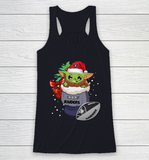 Oakland Raiders Christmas Baby Yoda Star Wars Funny Happy NFL Racerback Tank 8