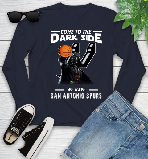 NBA Come To The Dark Side We Have San Antonio Spurs Star Wars Darth Vader Basketball Youth Long Sleeve 2