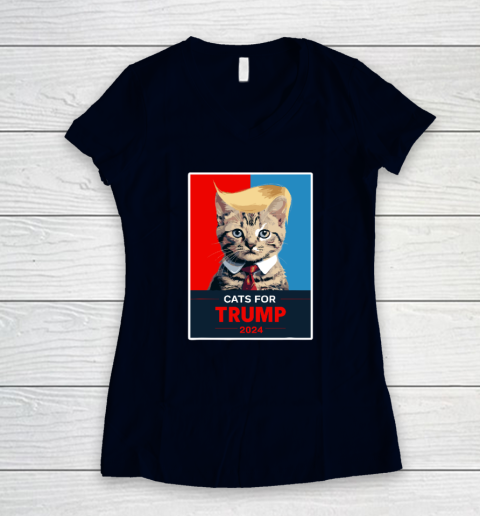 Cats For Trump 2024 Election Women's V-Neck T-Shirt 2