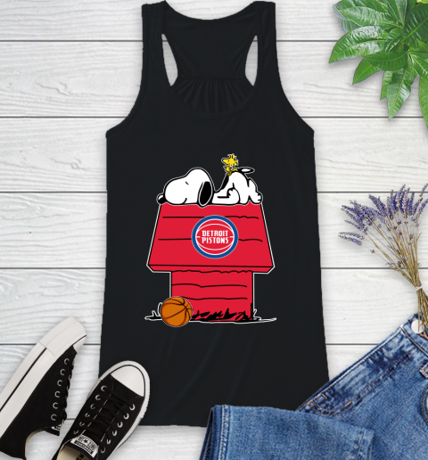 Detroit Pistons NBA Basketball Snoopy Woodstock The Peanuts Movie Racerback Tank 2