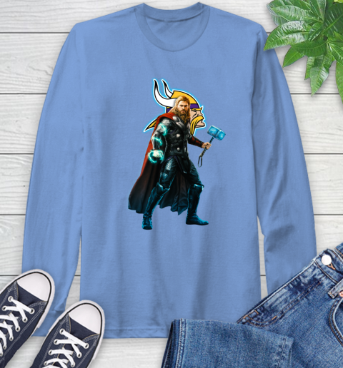 NFL Thor Avengers Endgame Football Minnesota Vikings Long Sleeve T-Shirt 11