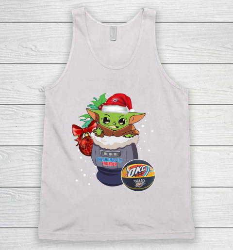 Oklahoma City Thunder Christmas Baby Yoda Star Wars Funny Happy NBA Tank Top 2