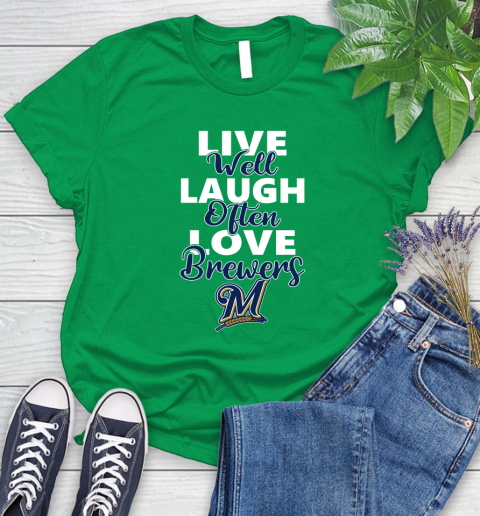 MLB Baseball Milwaukee Brewers Live Well Laugh Often Love Shirt Women's T-Shirt 7