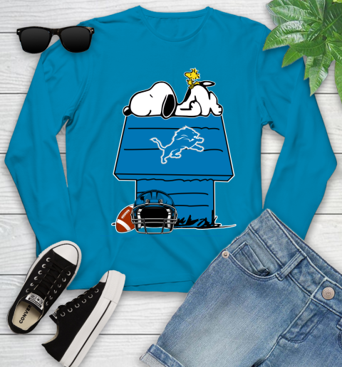 Detroit Lions NFL Football Snoopy Woodstock The Peanuts Movie Youth Long Sleeve 7
