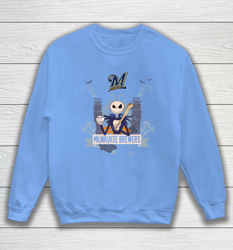 MLB Milwaukee Brewers Baseball Jack Skellington Halloween Sweatshirt 8