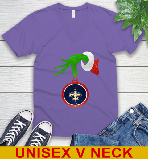 New Orleans Saints Grinch Merry Christmas NFL Football V-Neck T-Shirt 9