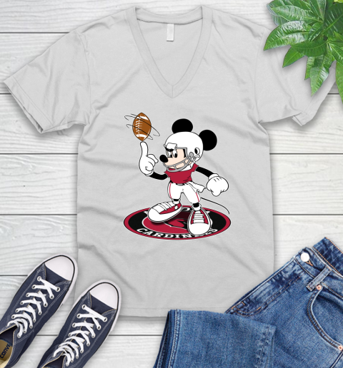 NFL Football Arizona Cardinals Cheerful Mickey Disney Shirt fish pond V-Neck T-Shirt 2