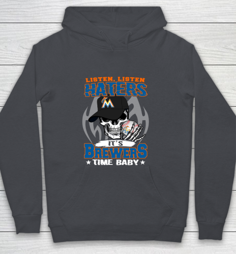 Listen Haters It is BREWERS Time Baby MLB Youth Hoodie 5