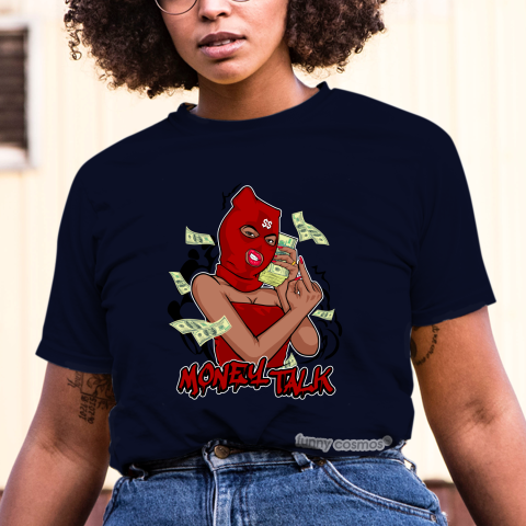 Jordan 5 Red Suede Matching Sneaker Tshirt For Woman For Girl Money Talk Hipster Hip Hop Red Black Jordan Shirt