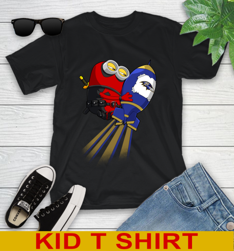 NFL Football Baltimore Ravens Deadpool Minion Marvel Shirt Youth T-Shirt