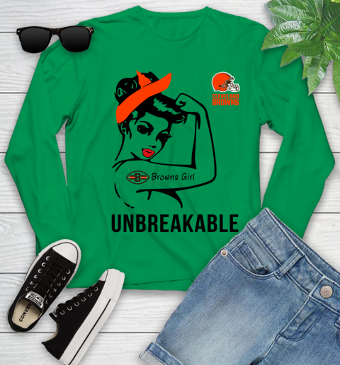 NFL Cleveland Browns Girl Unbreakable Football Sports Youth Long Sleeve 4