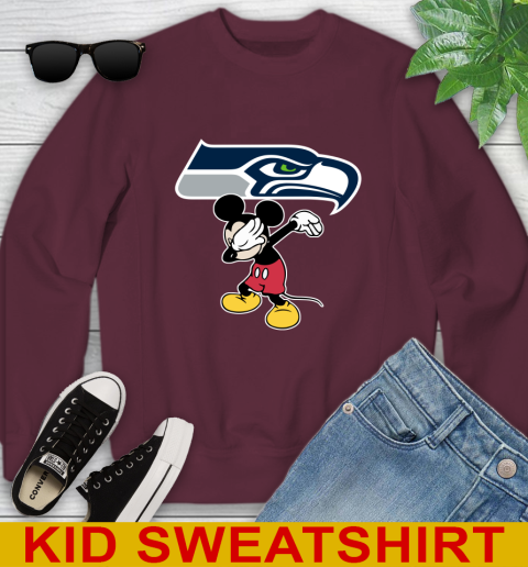 Seattle Seahawks NFL Football Dabbing Mickey Disney Sports Youth Sweatshirt 5