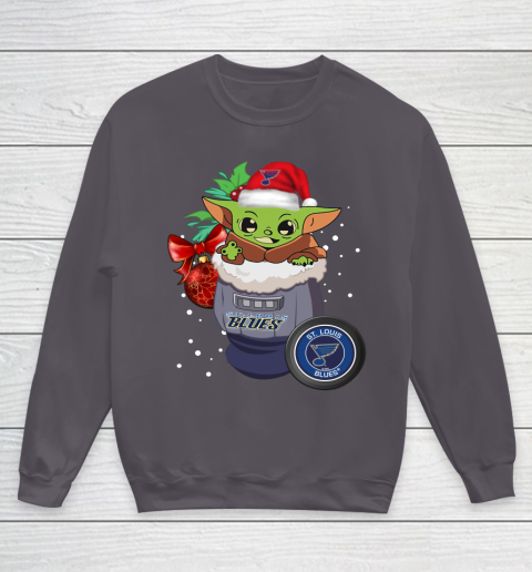 St.Louis Blues Christmas Baby Yoda Star Wars Funny Happy NHL Youth Sweatshirt 6