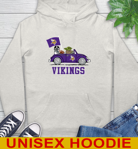 NFL Football Minnesota Vikings Darth Vader Baby Yoda Driving Star Wars Shirt Hoodie 12