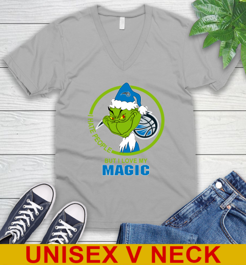 Orlando Magic NBA Christmas Grinch I Hate People But I Love My Favorite Basketball Team V-Neck T-Shirt 4