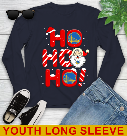 Golden State Warriors NBA Basketball Ho Ho Ho Santa Claus Merry Christmas Shirt Youth Long Sleeve 2