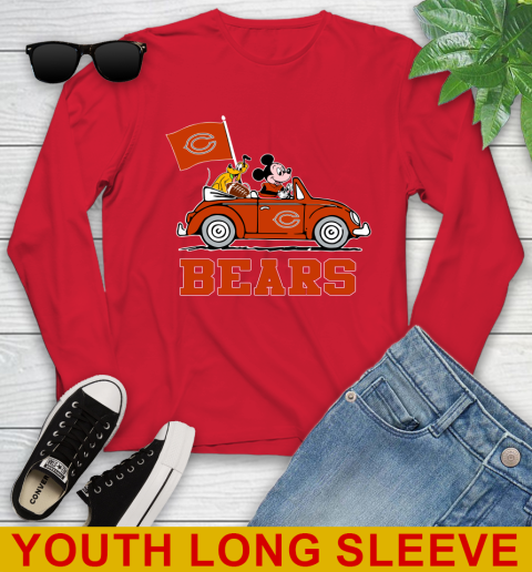 NFL Football Chicago Bears Pluto Mickey Driving Disney Shirt Youth Long Sleeve 11
